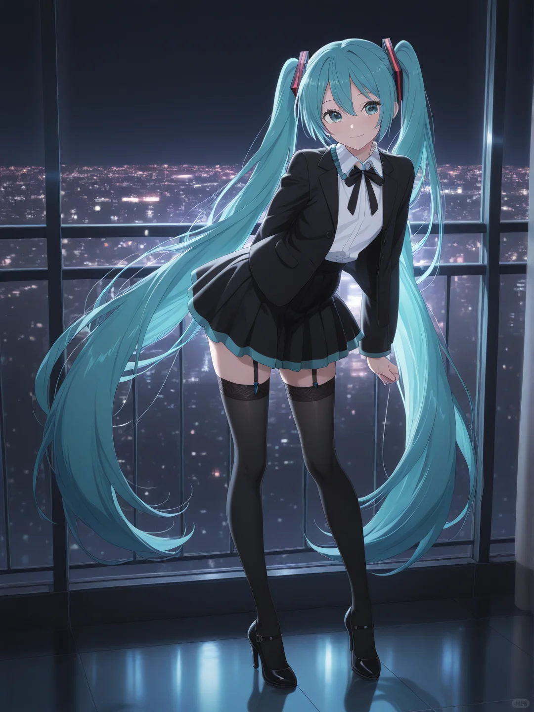 初音未来-黑色吊带袜