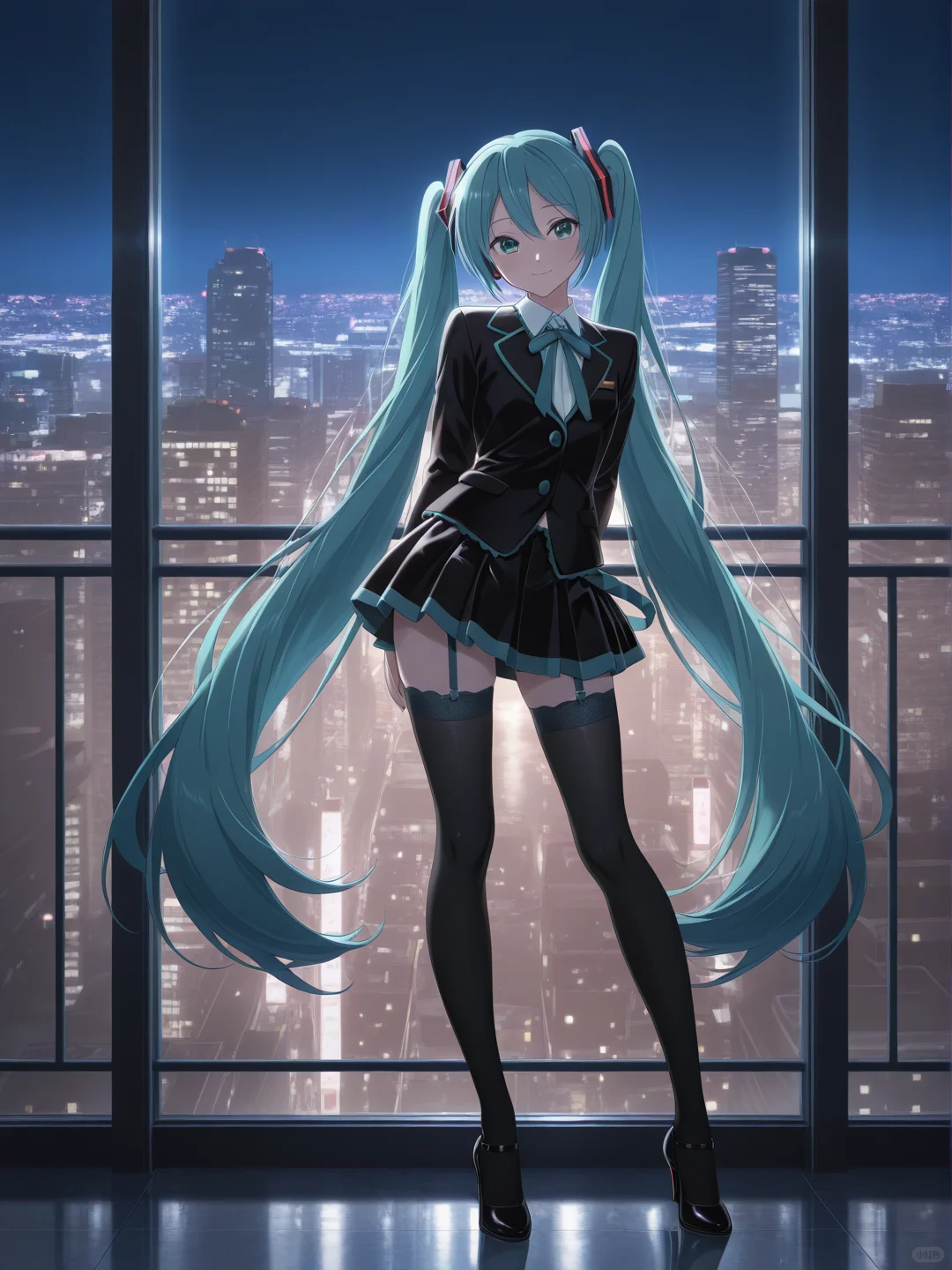 初音未来-黑色吊带袜