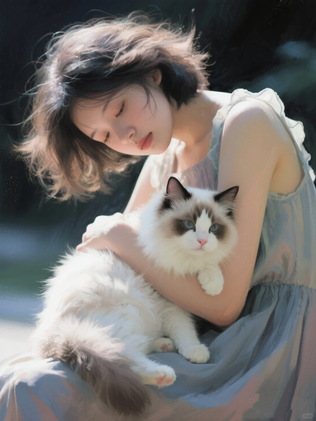 猫咪头像|夏日 白月光猫猫 打瞌睡的女孩