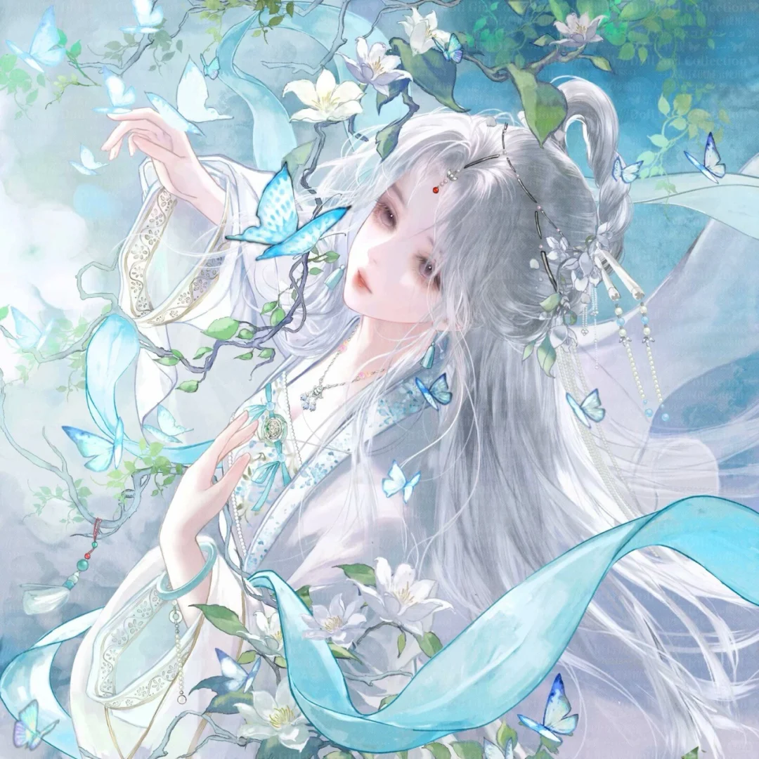 仙气飘飘！花与蝶簇拥的古风神女| 未匿诗