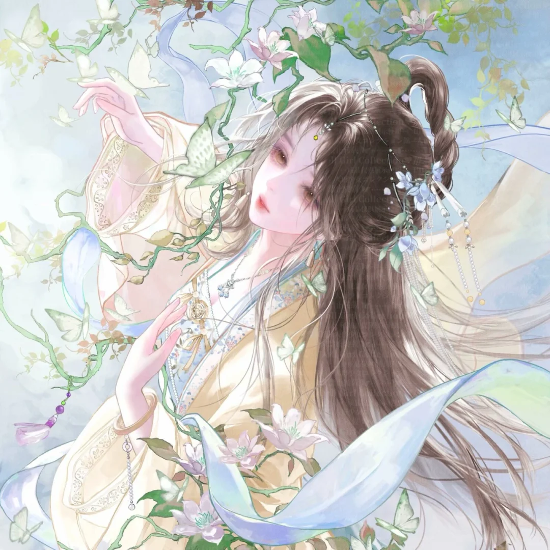 仙气飘飘！花与蝶簇拥的古风神女| 未匿诗