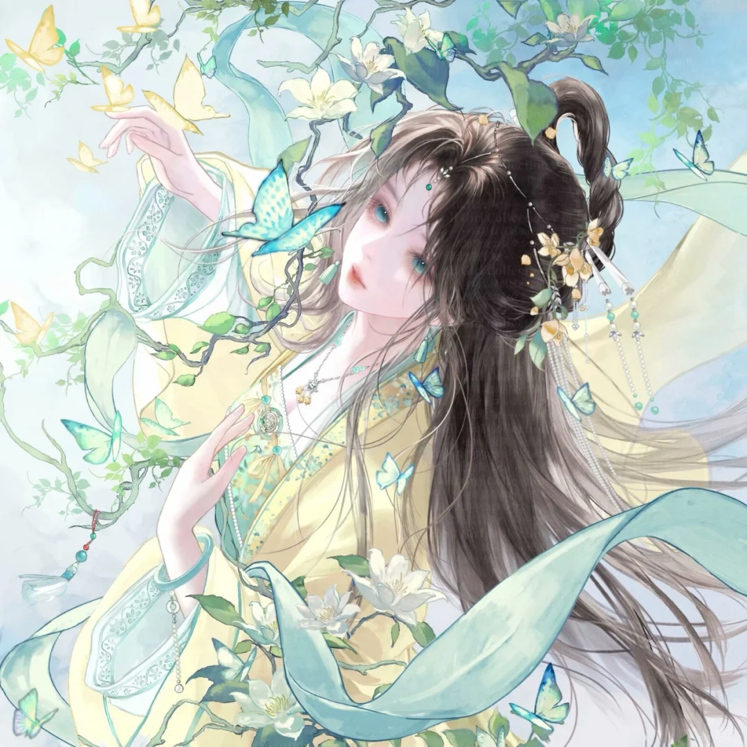 仙气飘飘！花与蝶簇拥的古风神女| 未匿诗