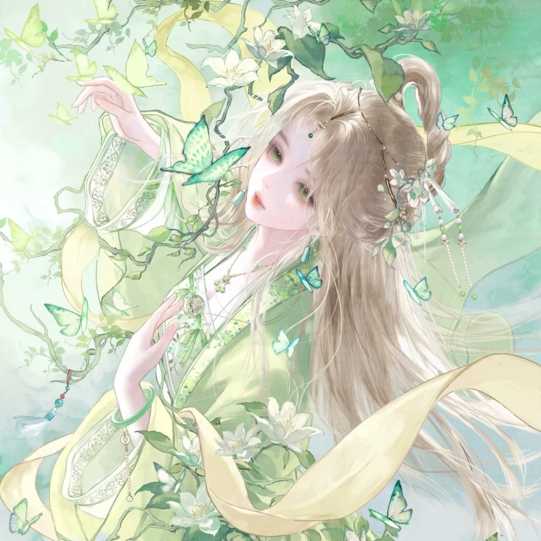 仙气飘飘！花与蝶簇拥的古风神女| 未匿诗