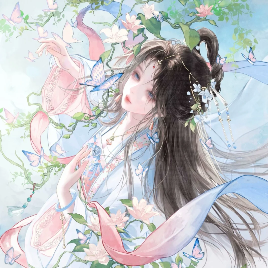 仙气飘飘！花与蝶簇拥的古风神女| 未匿诗