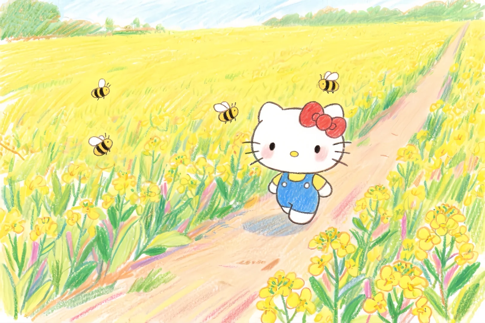 彩铅涂鸦✏️Q版kitty pad壁纸