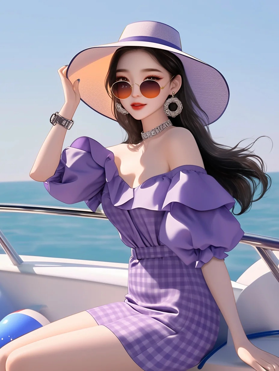 海边氛围感紫色女头，喜欢吗