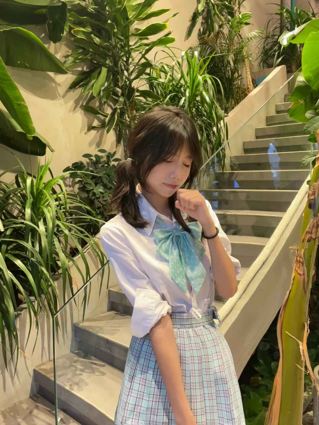 喜欢这个绿色jk制服