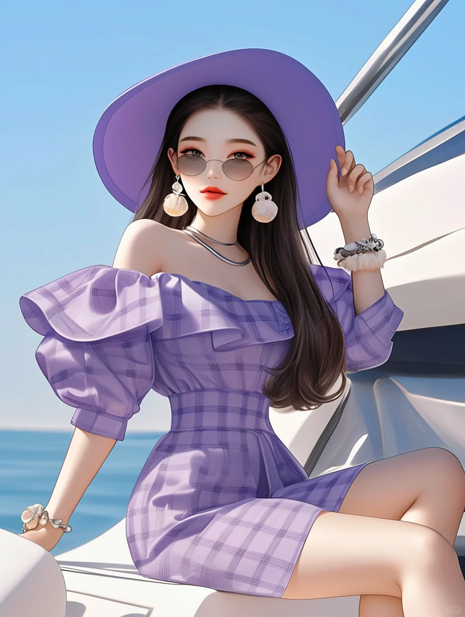 海边氛围感紫色女头，喜欢吗