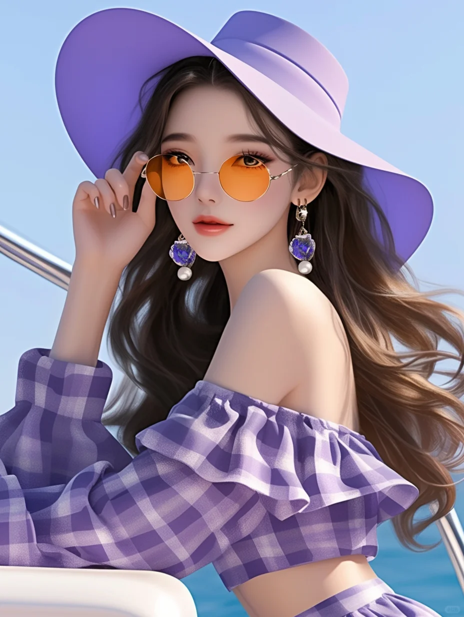 海边氛围感紫色女头，喜欢吗