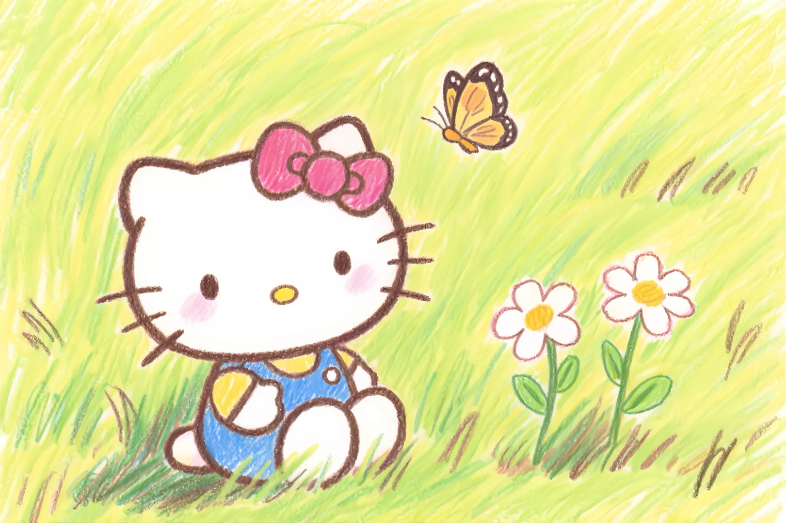 彩铅涂鸦✏️Q版kitty pad壁纸