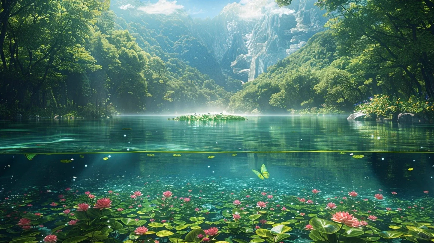 梦幻湖水｜湖心岛｜梦幻电脑壁纸