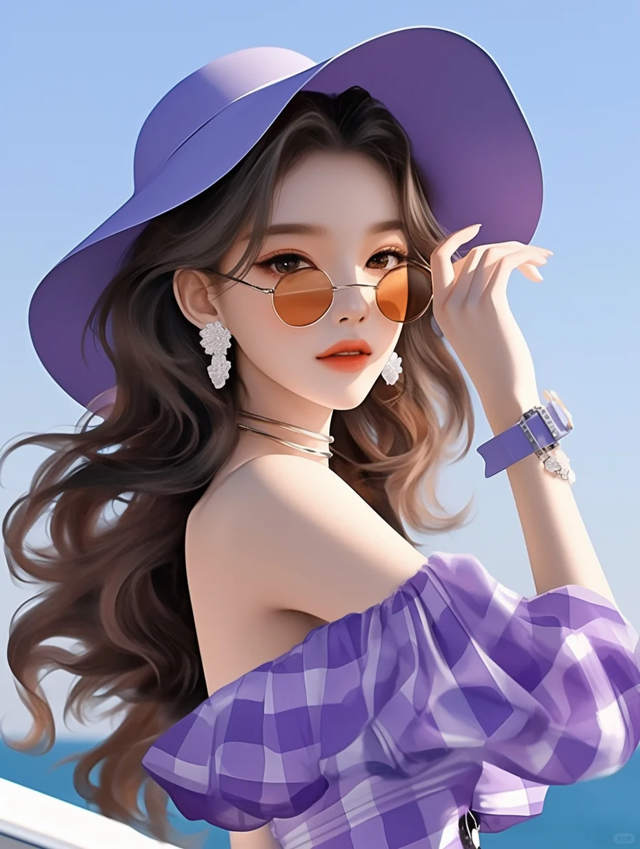 海边氛围感紫色女头，喜欢吗