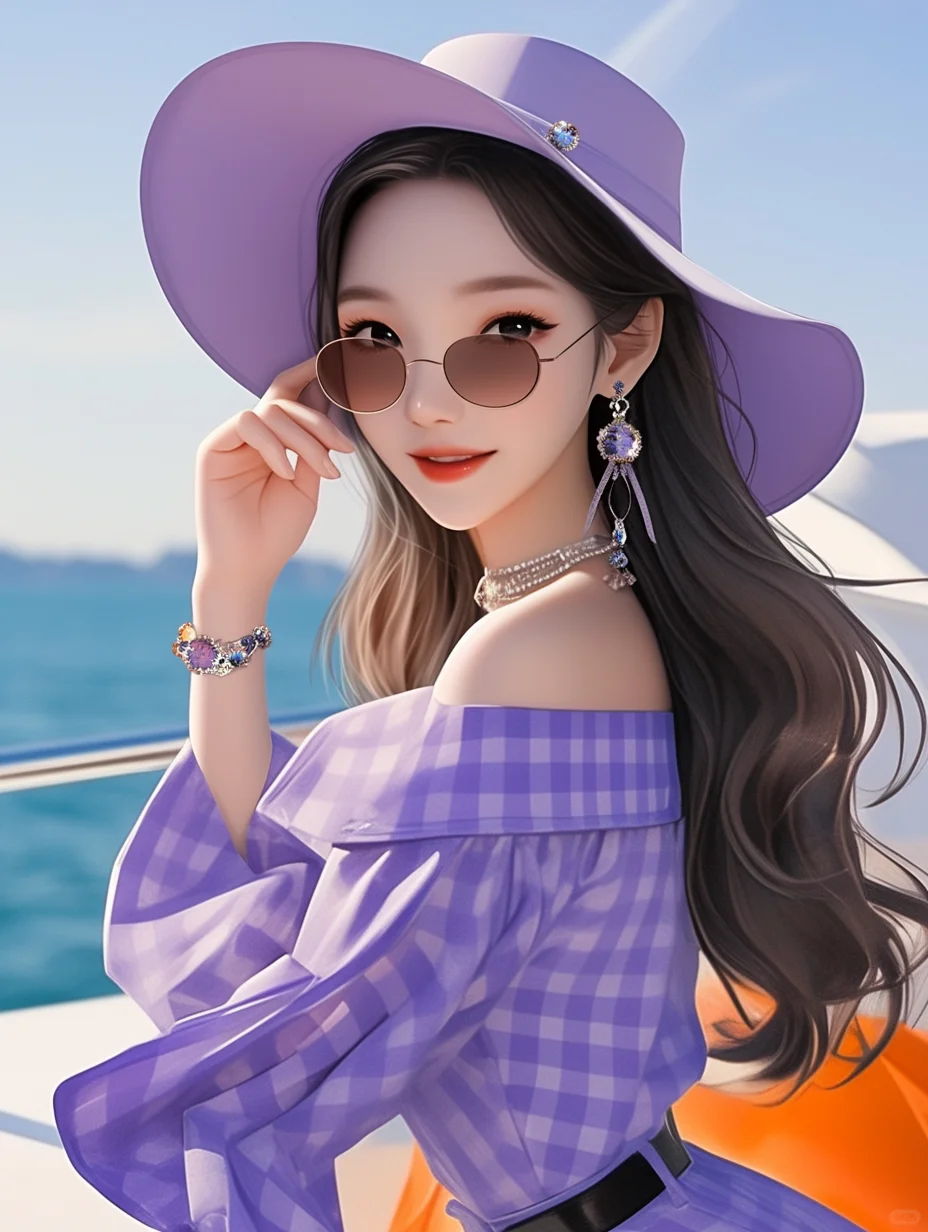 海边氛围感紫色女头，喜欢吗
