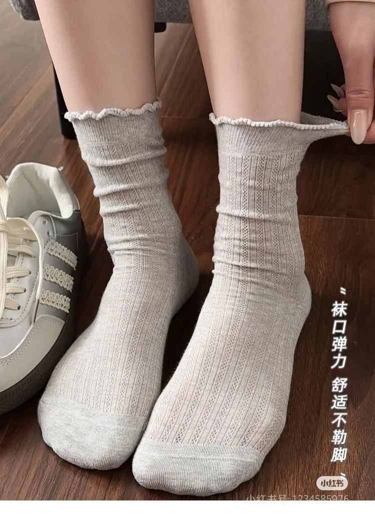 芭蕾风、轻薄、甜美系、过膝、堆堆袜、纯色