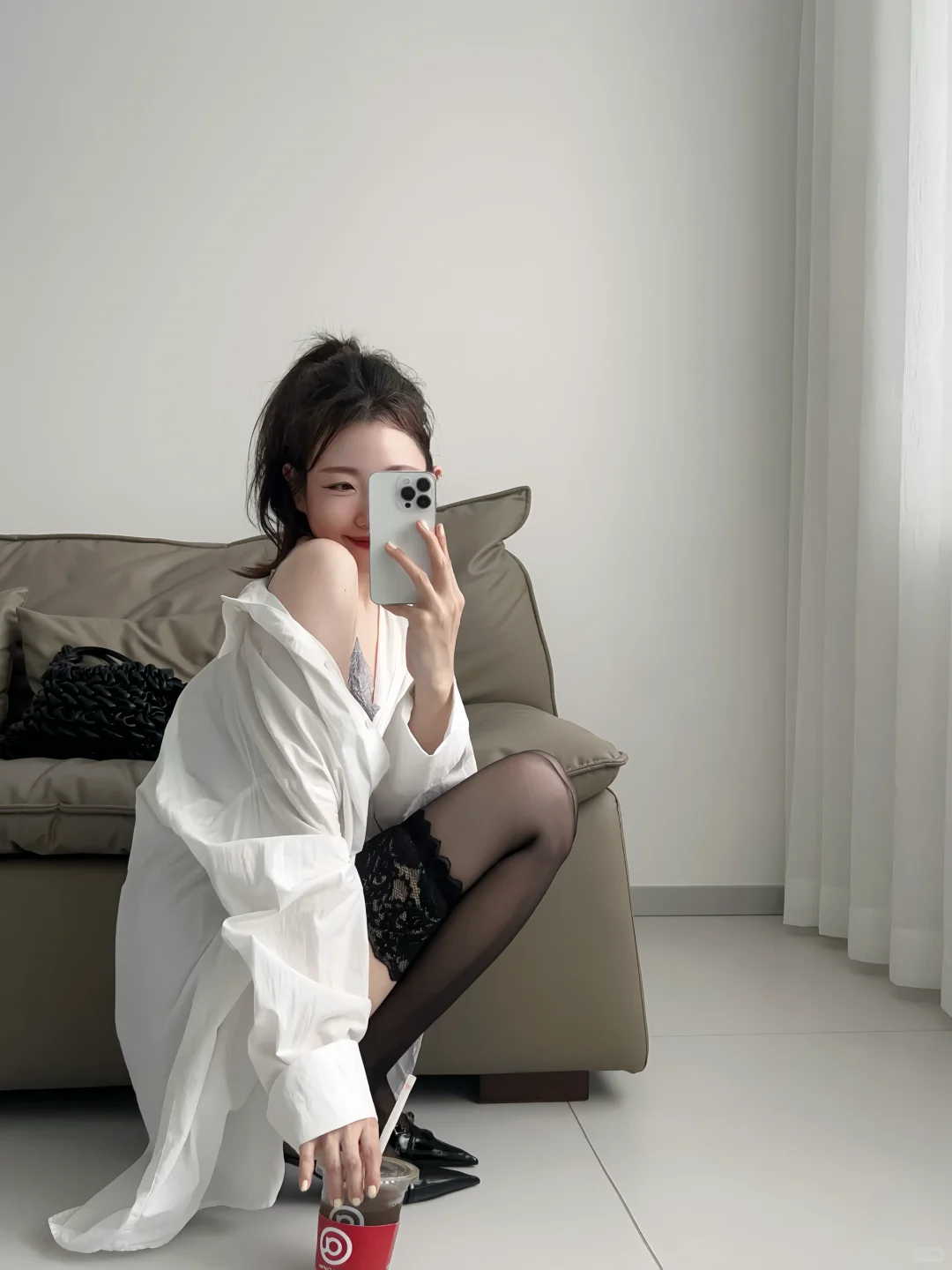 🖤不同丝袜上腿效果|蕾丝过膝袜～