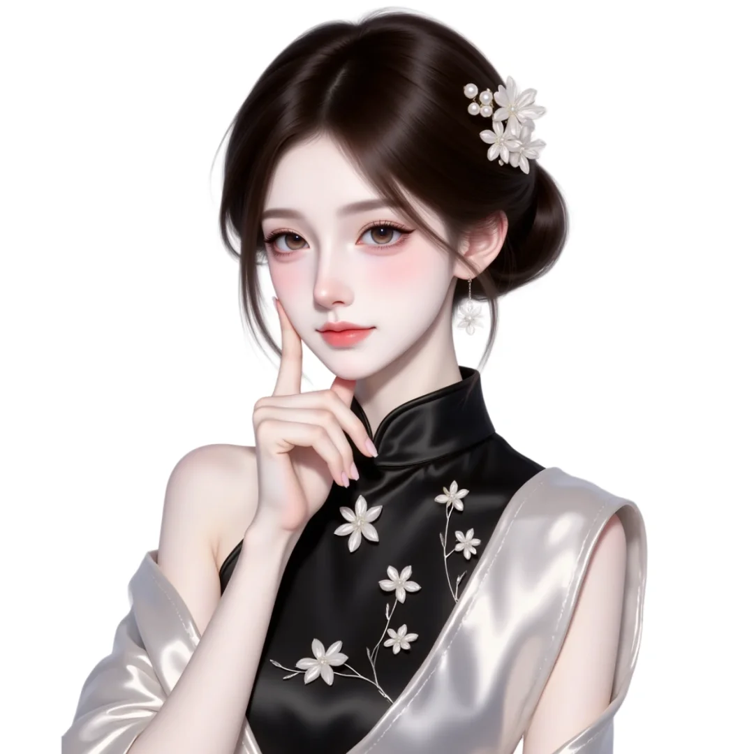 黑色旗袍少女头