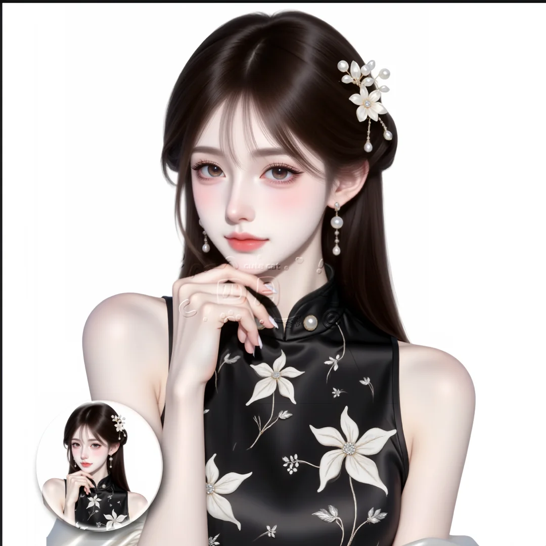 黑色旗袍少女头