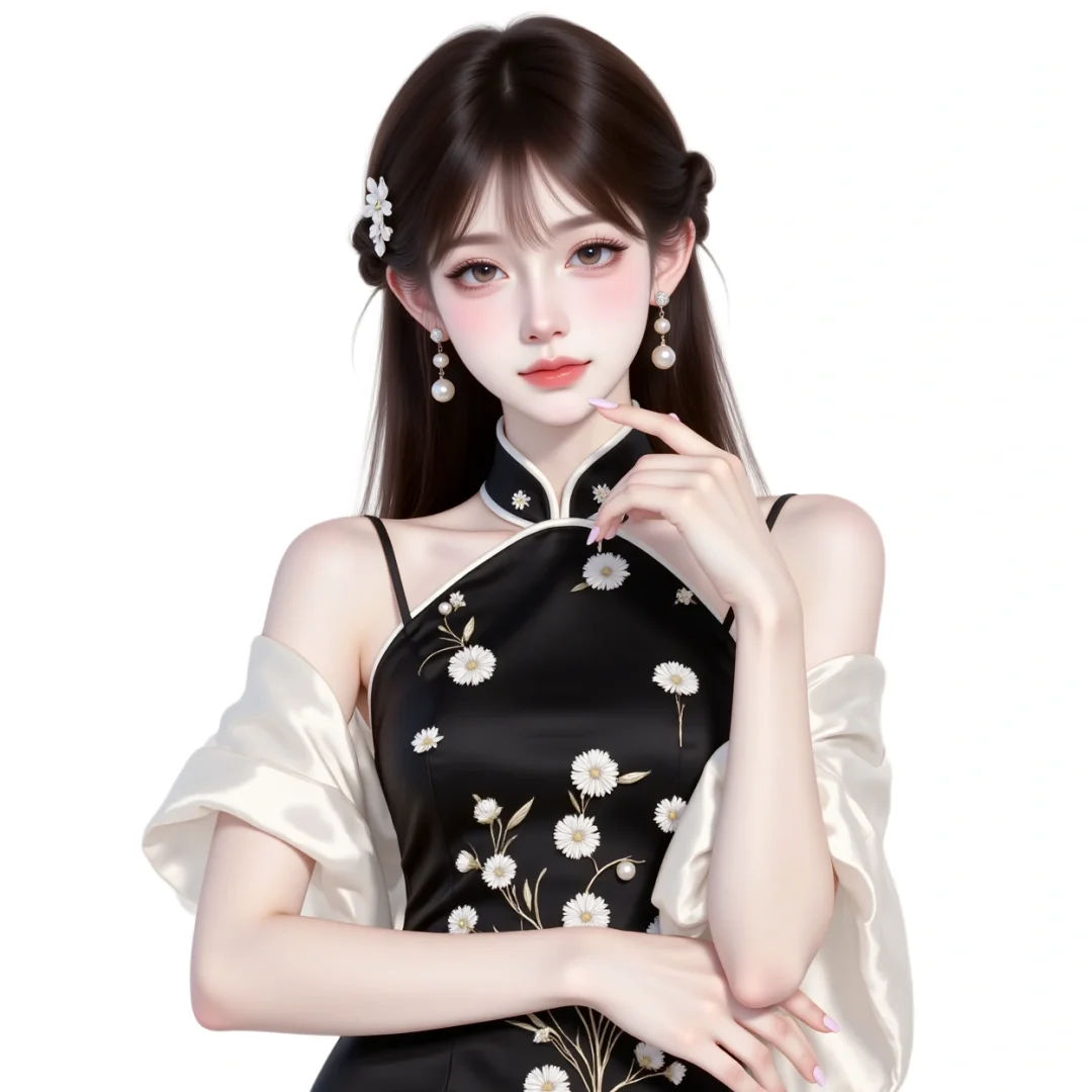 黑色旗袍少女头