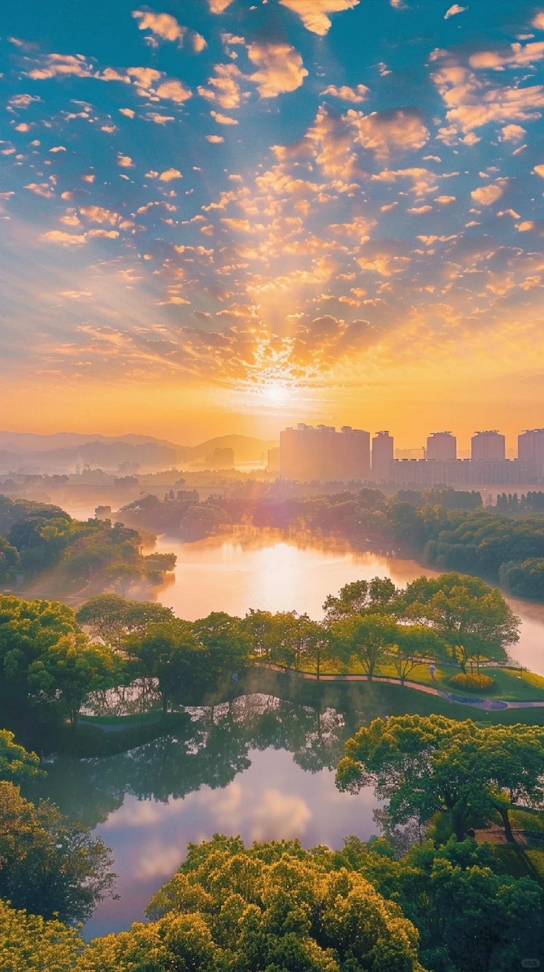 晨曦初现，日出的光芒温柔地洒满大地。