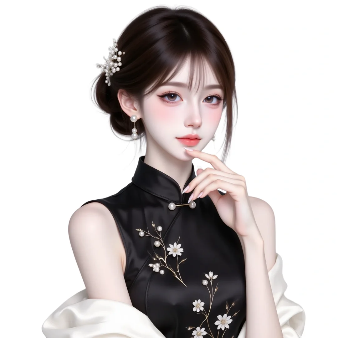 黑色旗袍少女头