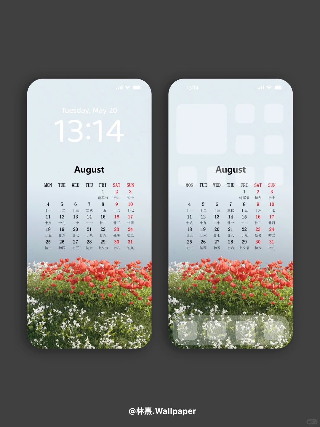 8月日历壁纸◼️花朵和天空的壁纸～💐