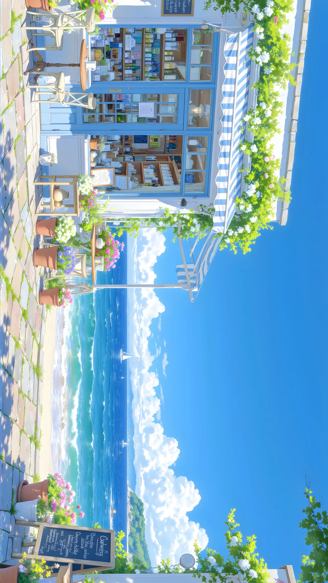 电脑壁纸001-晴空海风海边小屋
