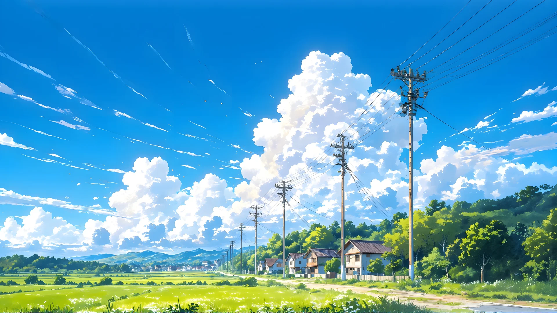 电脑壁纸001-晴空海风海边小屋