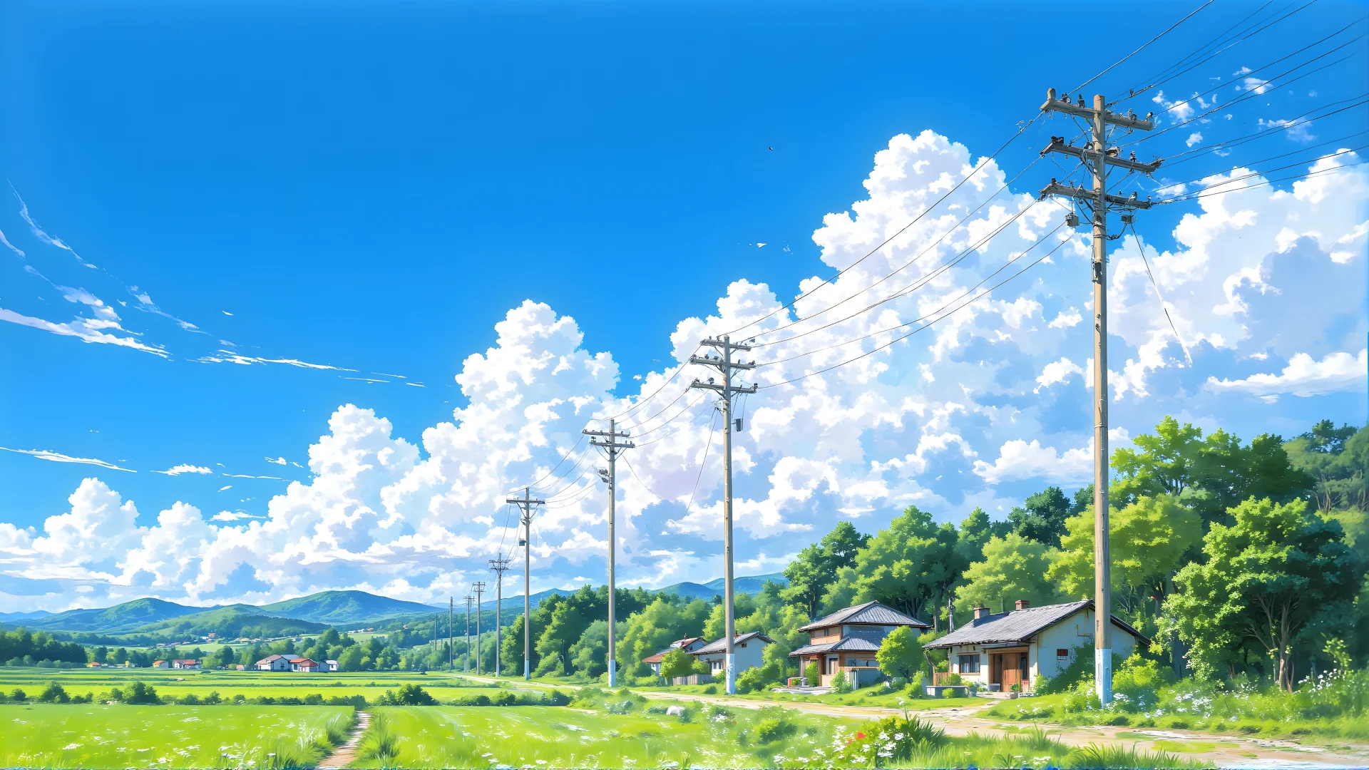 电脑壁纸001-晴空海风海边小屋