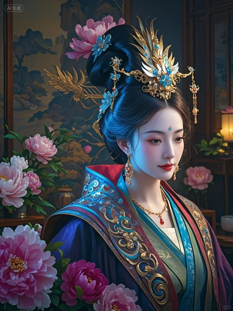 古装美人肖像图