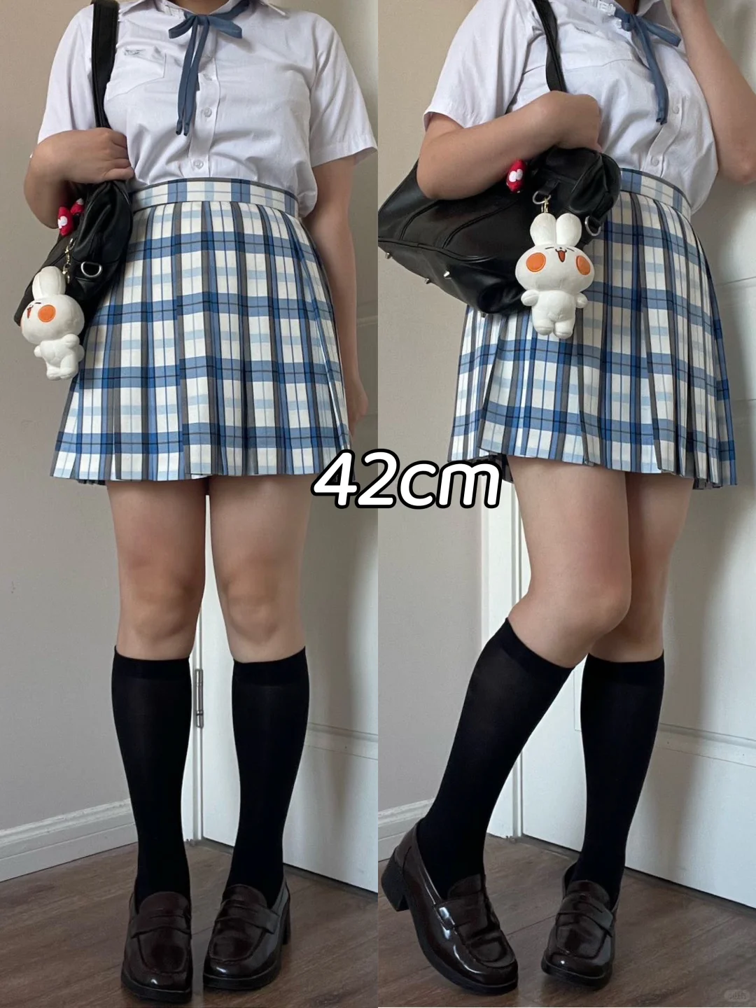 163/130斤不同长度jk袜对比