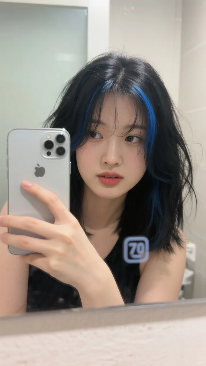 塌颅顶心形脸救星‼️蓝挑染锁骨发美到哭