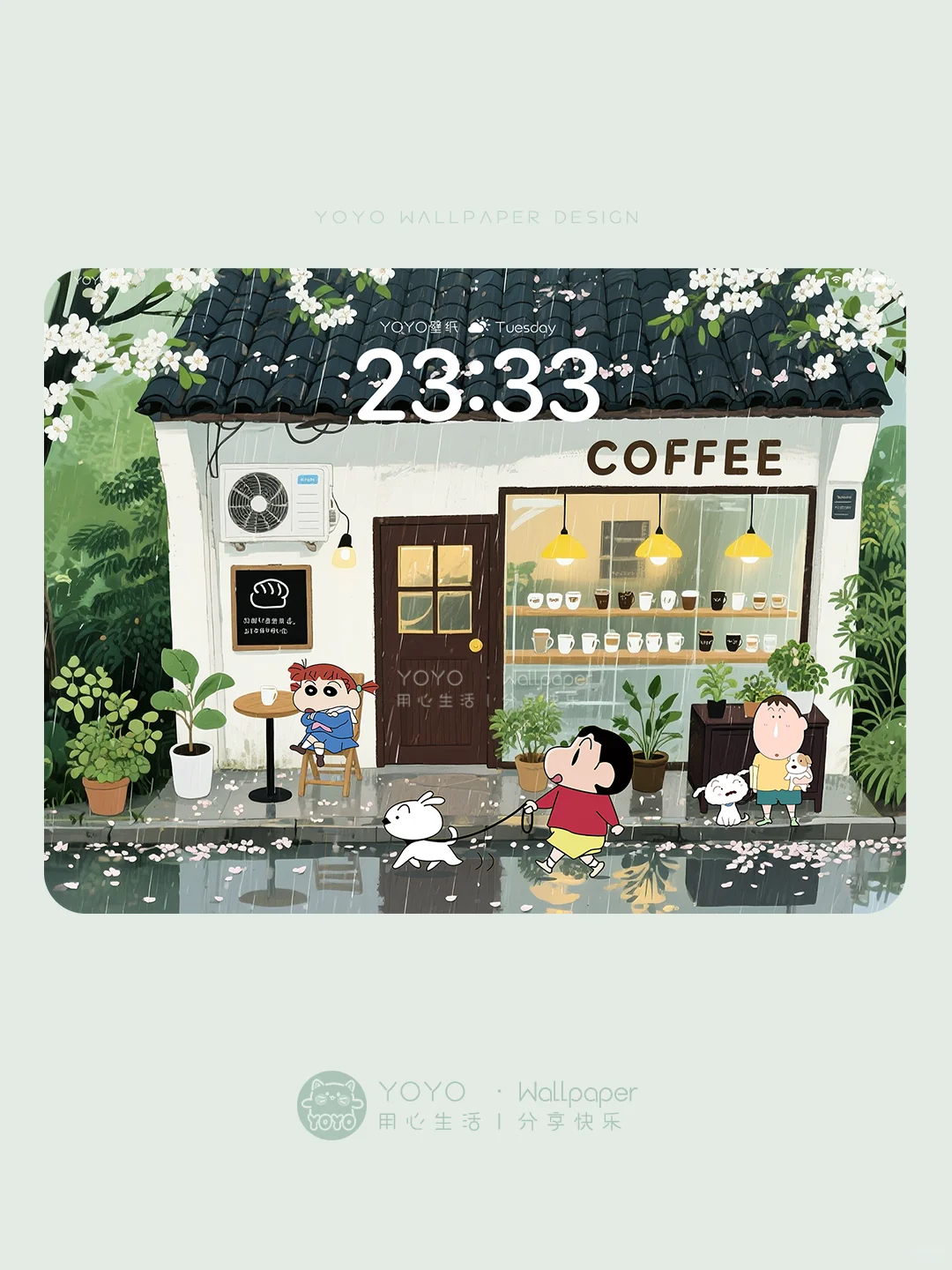 ☕️街边的咖啡小店·蜡笔小新平板壁纸|349