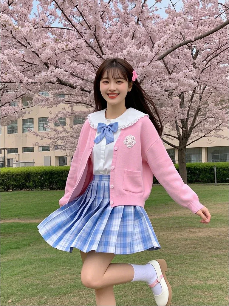 # 甜美少女的春日校园穿搭