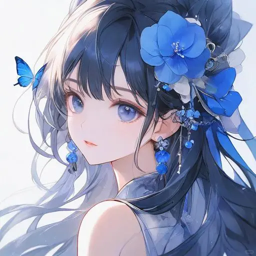 少女头像蓝色系