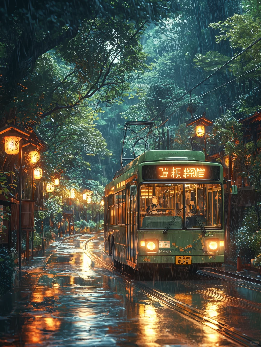 谁懂啊！仿佛走进《千与千寻》雨夜电车场景