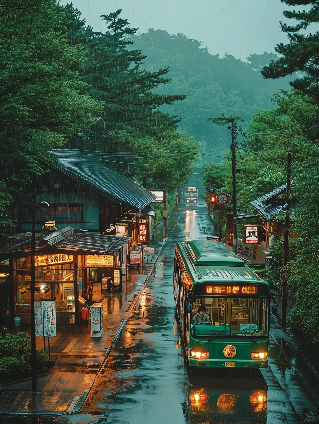 谁懂啊！仿佛走进《千与千寻》雨夜电车场景
