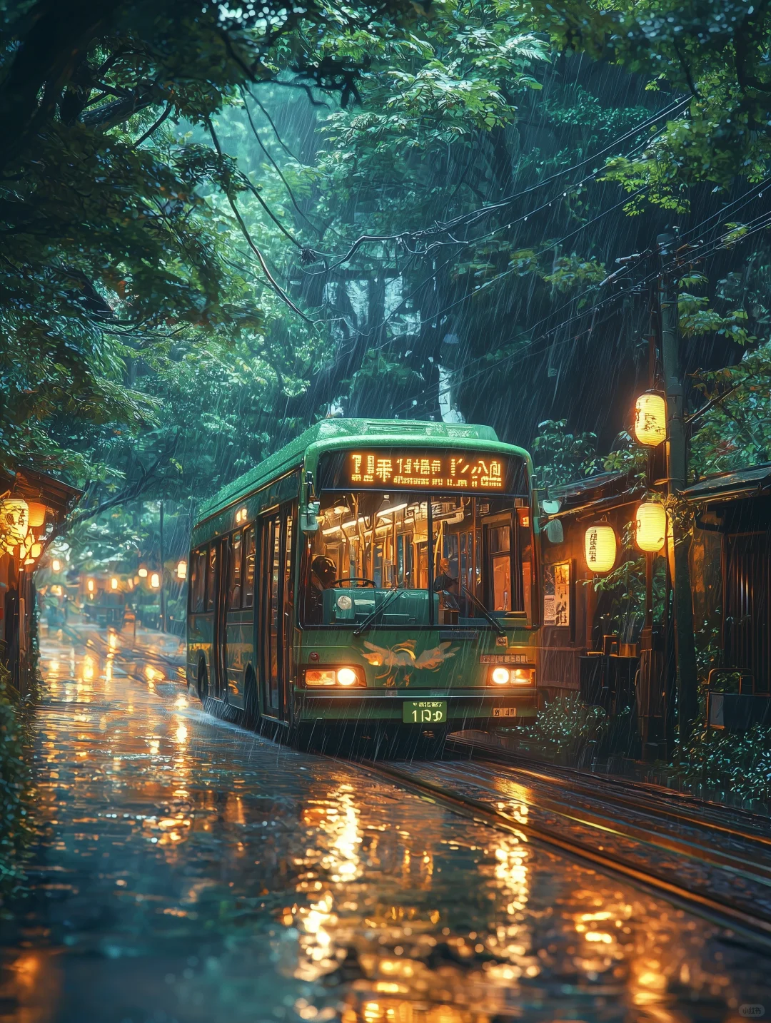 谁懂啊！仿佛走进《千与千寻》雨夜电车场景