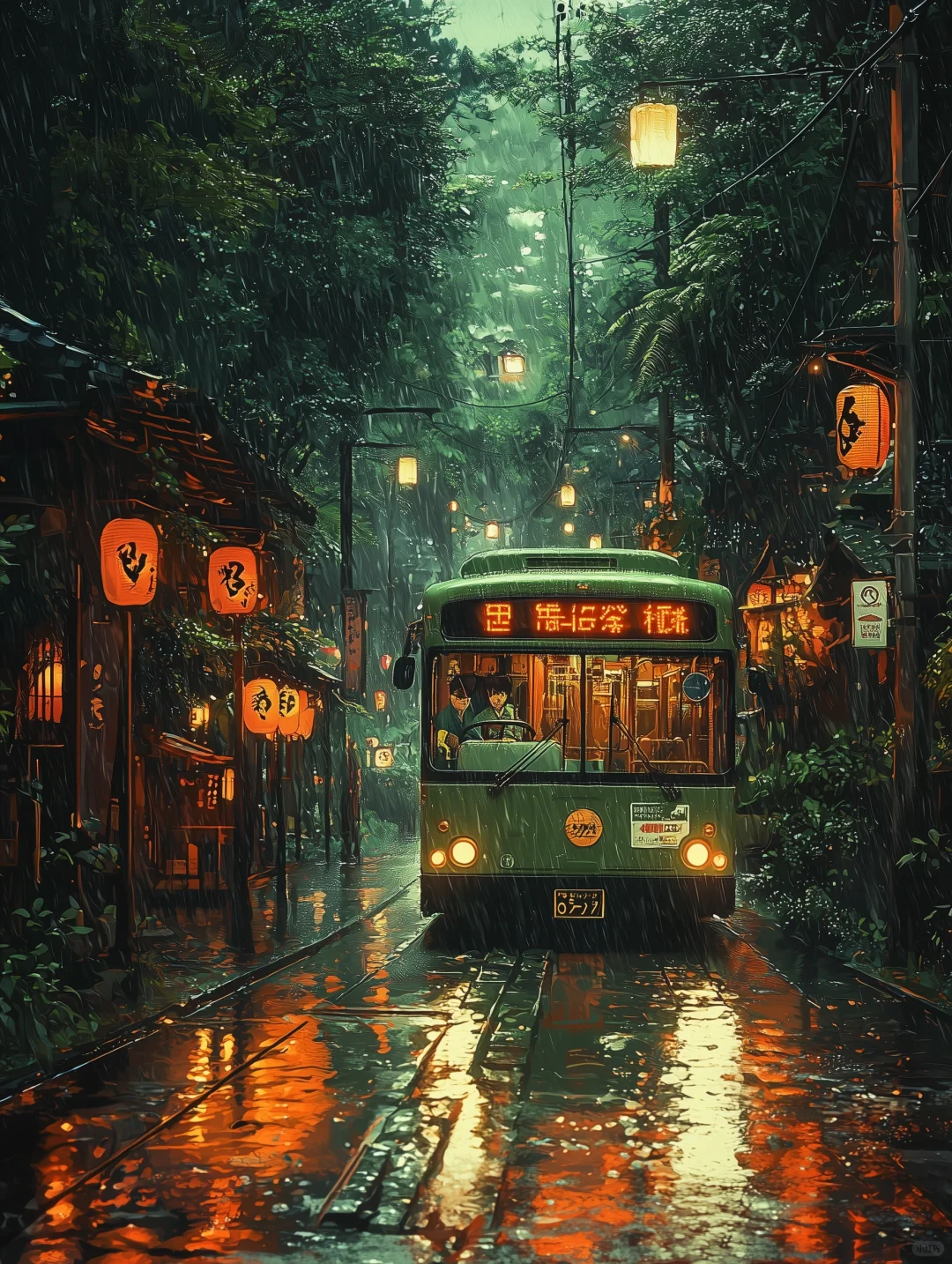 谁懂啊！仿佛走进《千与千寻》雨夜电车场景