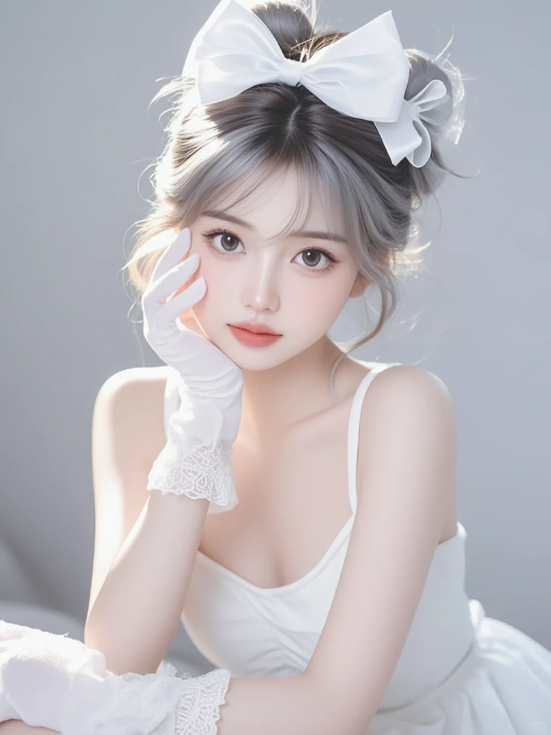 🥙˶'ᵕ'˶🥙美丽蝴蝶结，甜美白纱