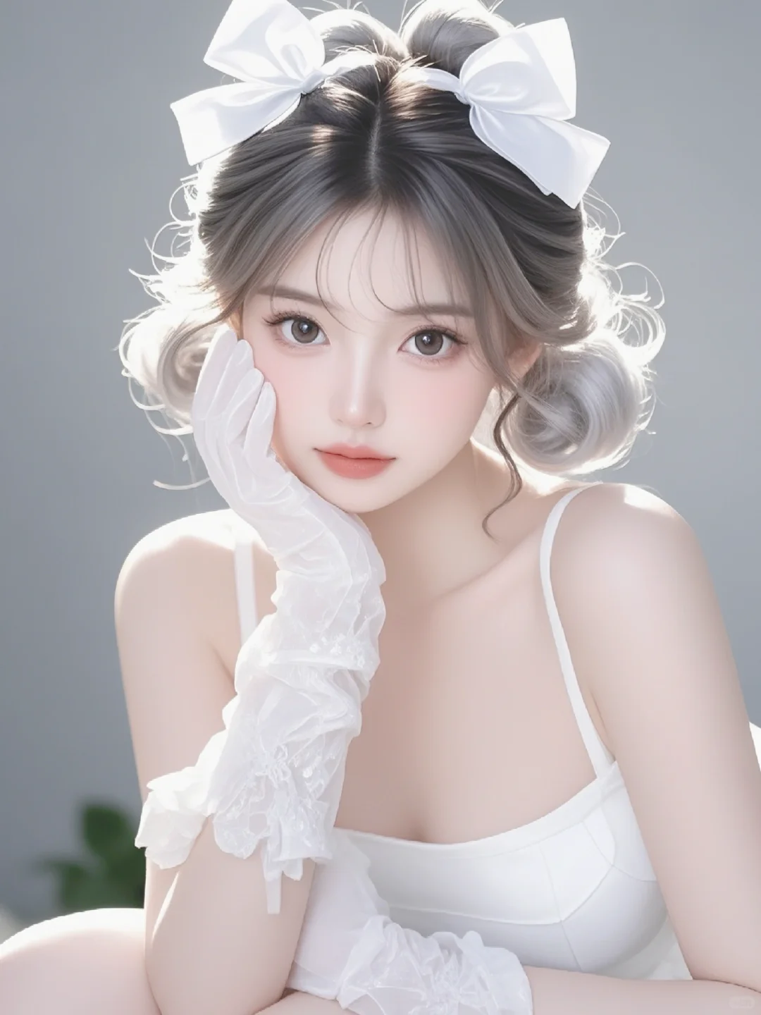 🥙˶'ᵕ'˶🥙美丽蝴蝶结，甜美白纱