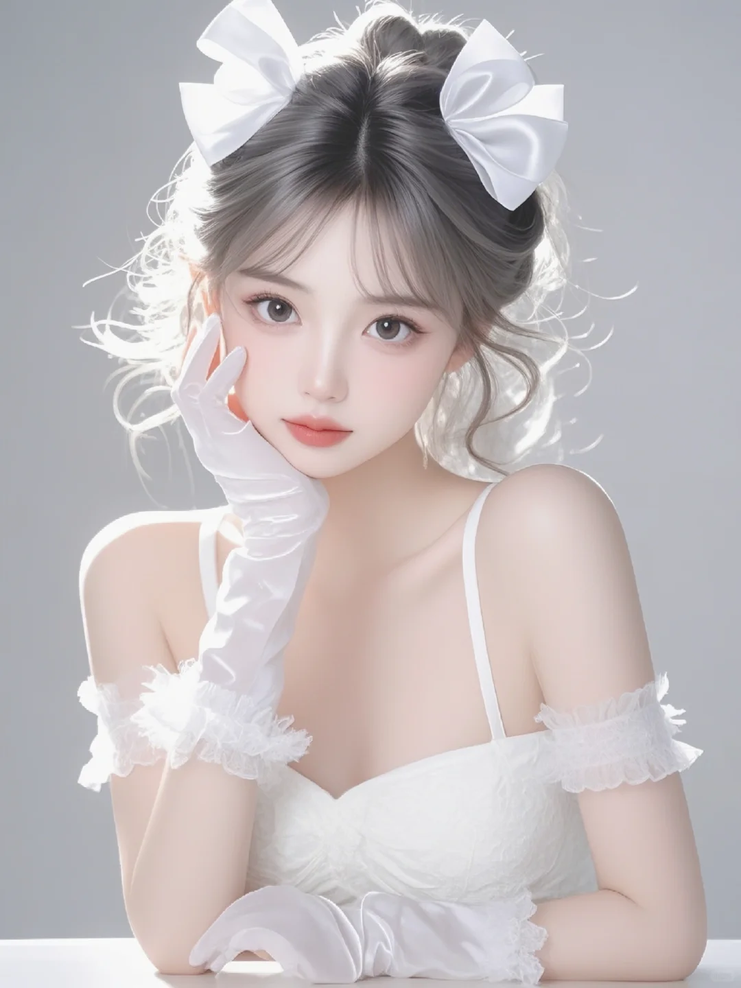 🥙˶'ᵕ'˶🥙美丽蝴蝶结，甜美白纱
