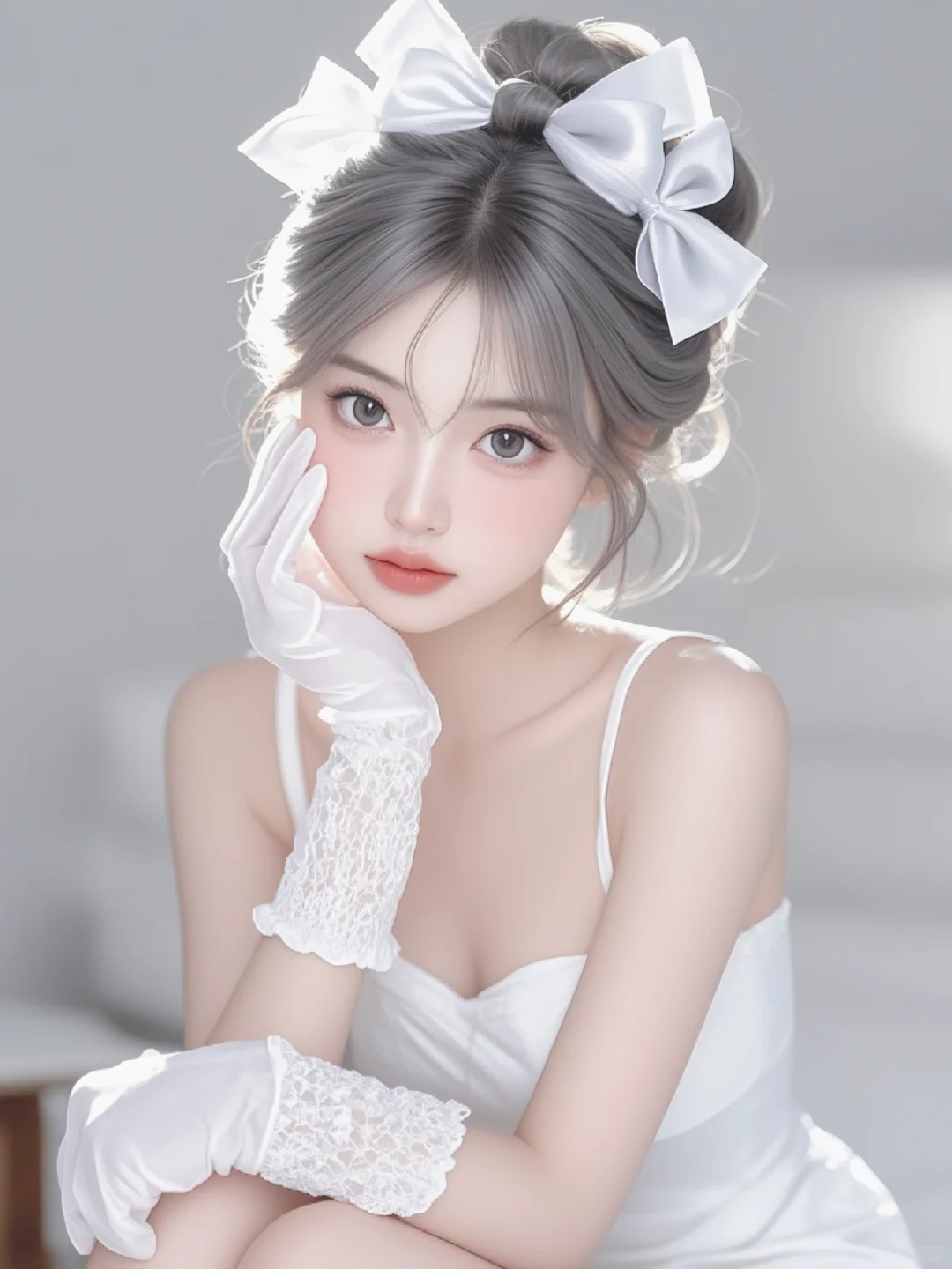 🥙˶'ᵕ'˶🥙美丽蝴蝶结，甜美白纱