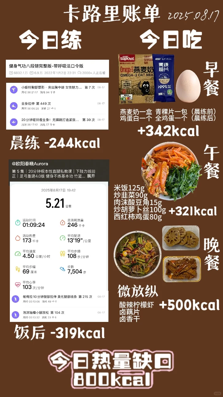 8.17一日卡路里账单