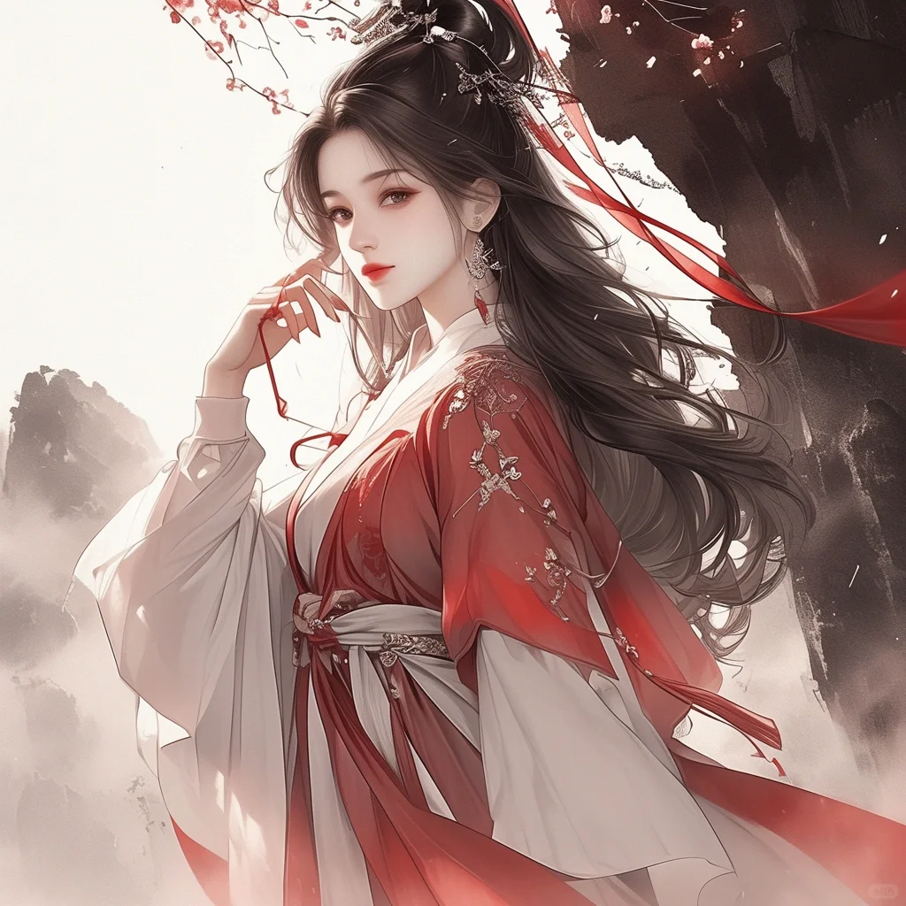 AI绘画｜古风红衣美女