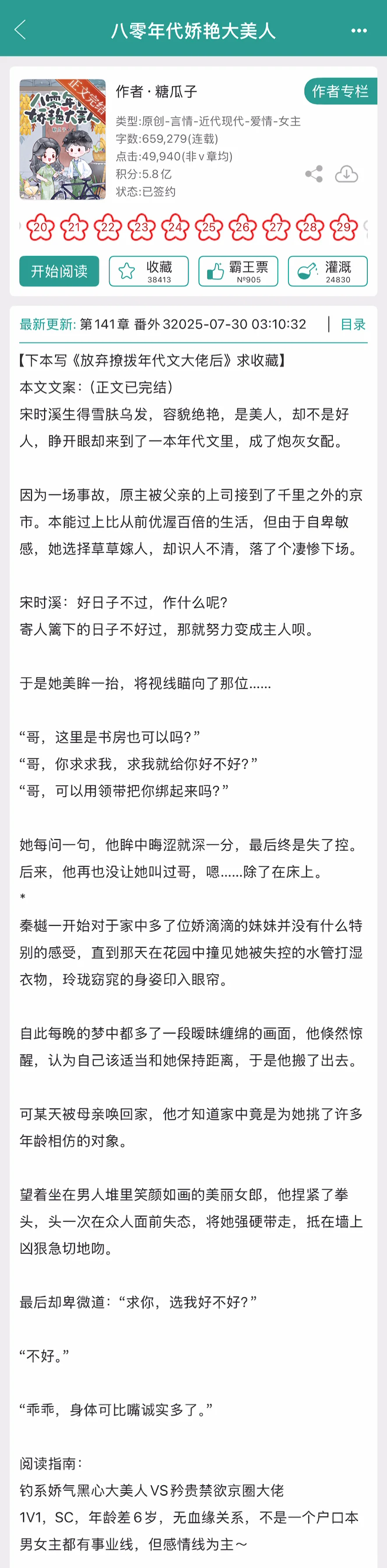 糖瓜子的《八零年代娇艳大美人》完结了～