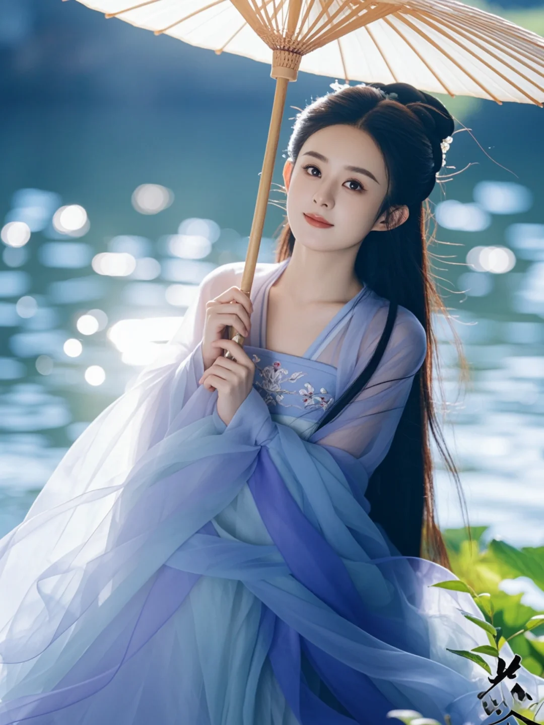 古风韵致，赵丽颖伞下的唯美瞬间