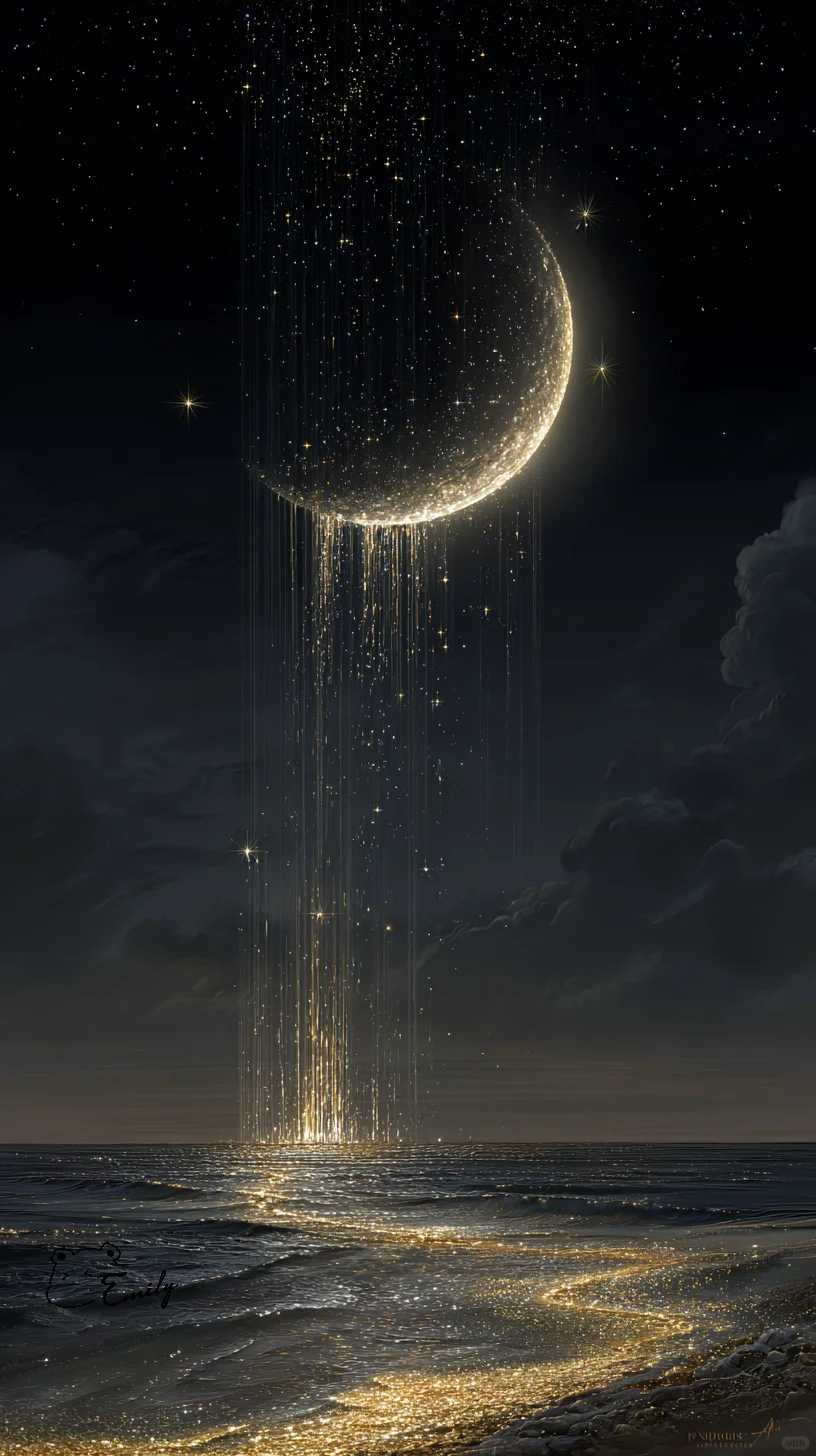 🌙🌟月亮偷偷漏了光，星星流成银河瀑布
