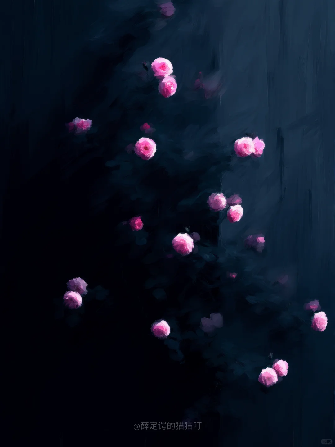 孤缝蔷薇🩷🖤｜夜色油画｜壁纸分享