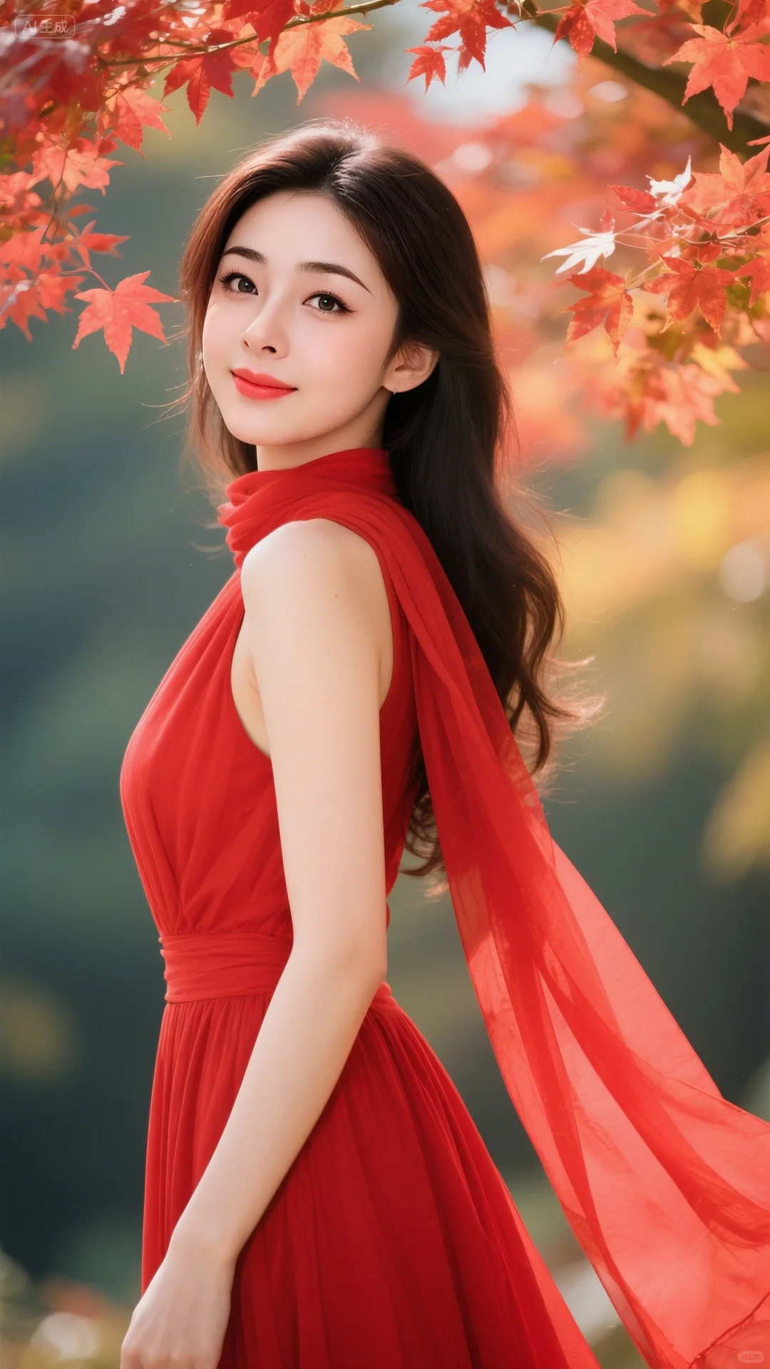 美到骨子里的红裙姑娘！