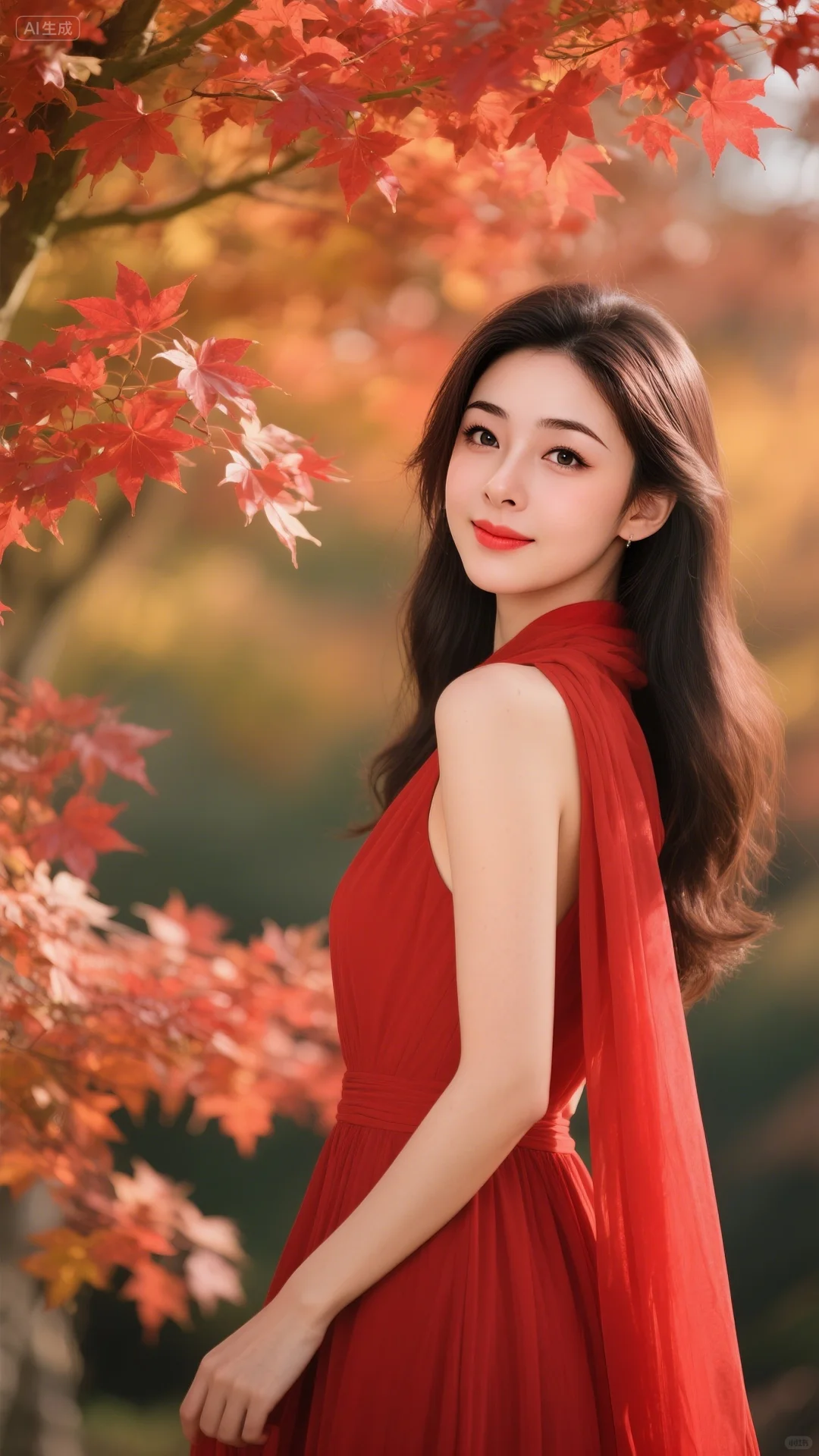 美到骨子里的红裙姑娘！